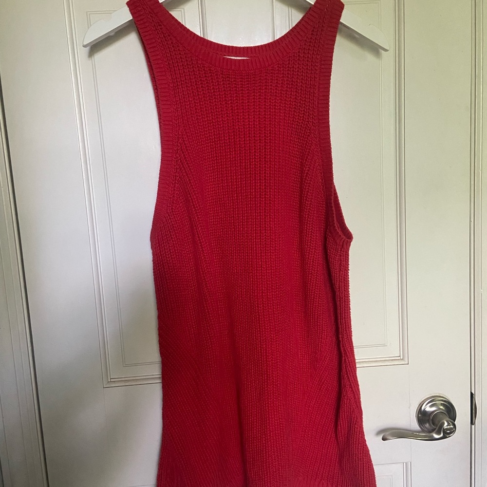 Red Chunky Knit Sweater Tank 1X